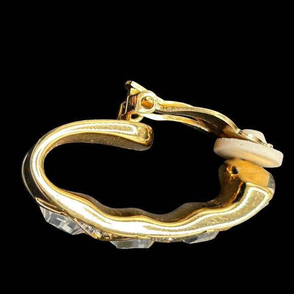 Signed Swarovski Crystal Hoop Clip Earrings - Picture 3 of 5